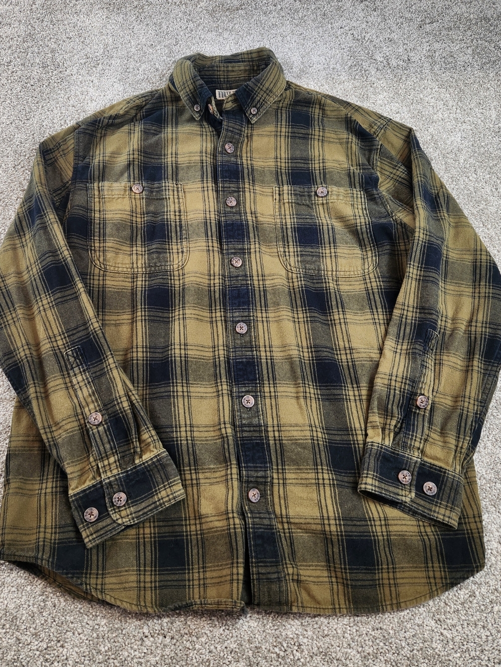 Duluth Trading Co Size Large Brown Plaid Long Sleeve Flannel Shirt